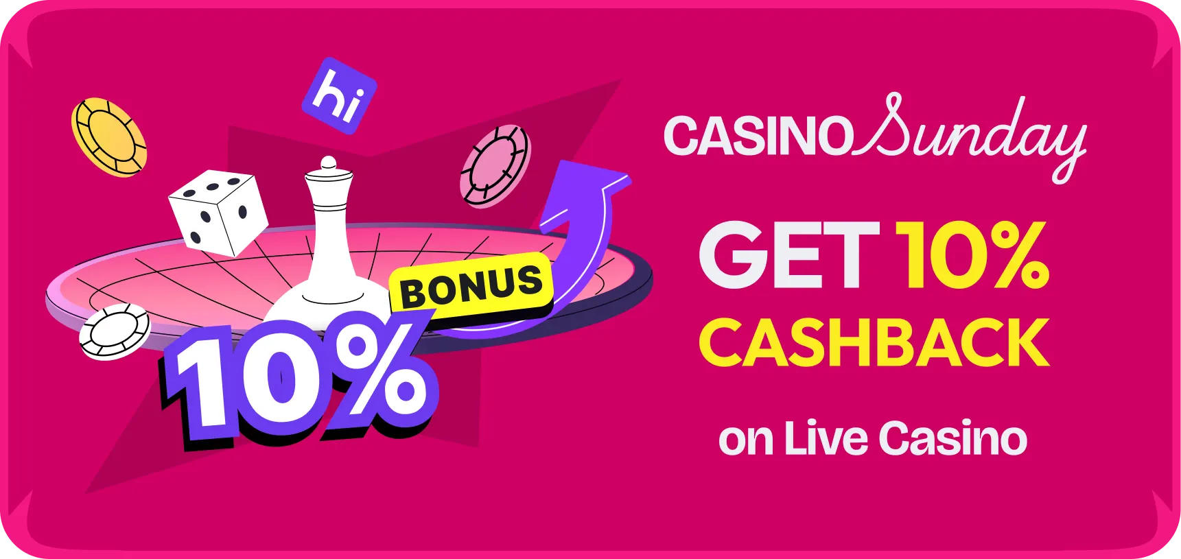 Hispin Sonntags-Cashback — 10 % im Live-Casino ohne Umsatzbedingungen